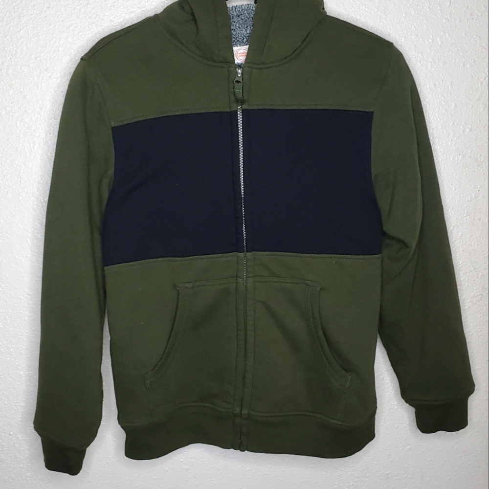 EUC Wonder Nation Boys Green Black Long Sleeve Soft Hooded Jacket (Size: XL)